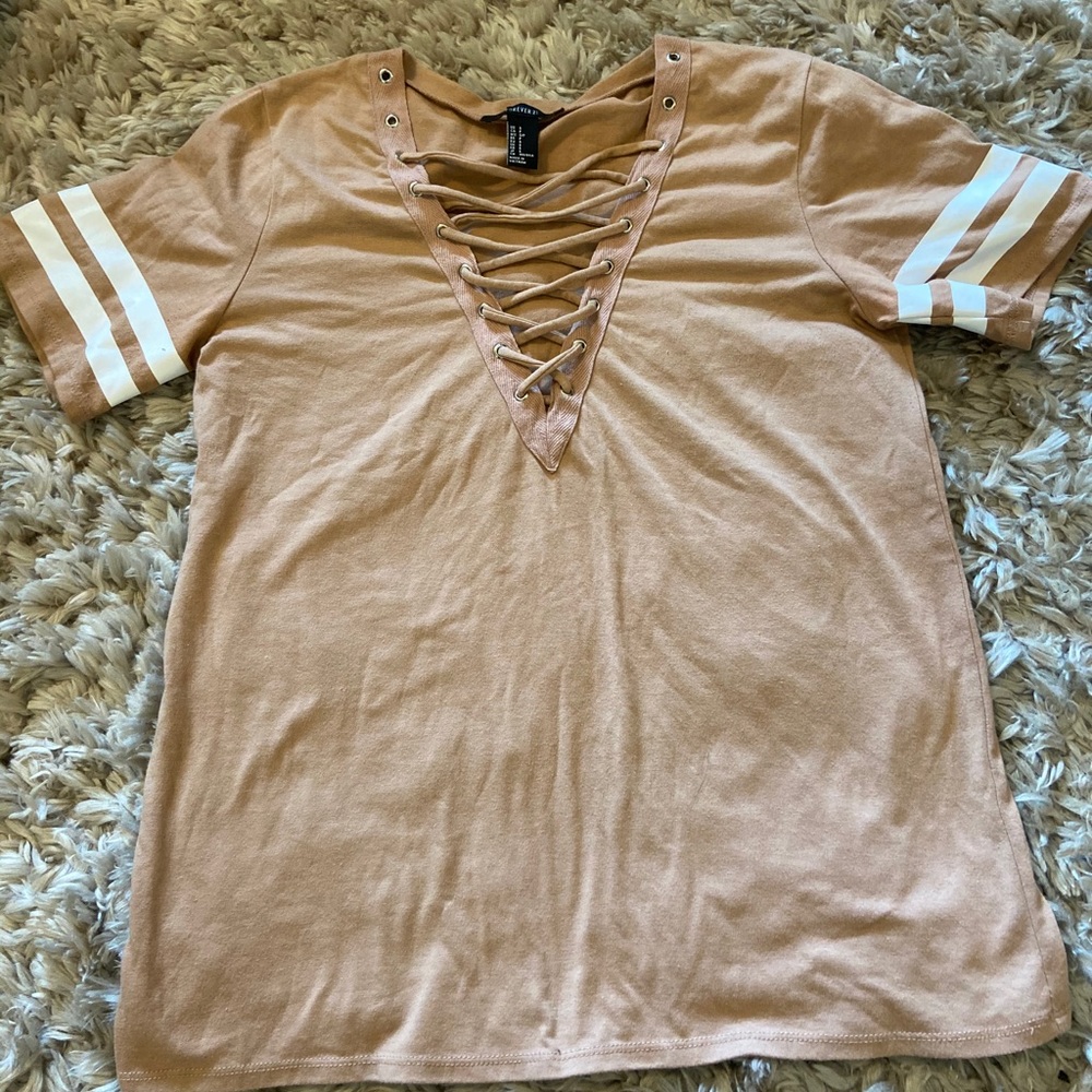 Forever21 baseball lace up tee